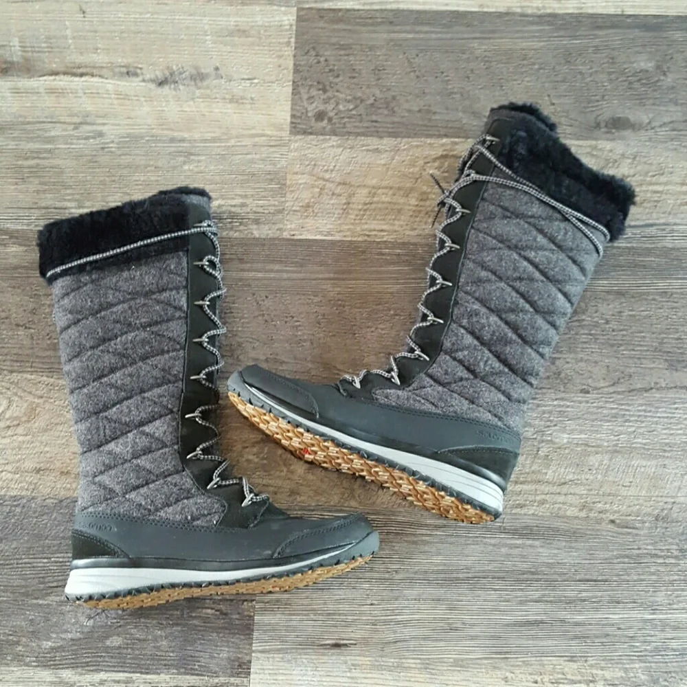 Salomon Lace Up Winter Boots Women US 5.5 Black Gray Zipper Durable